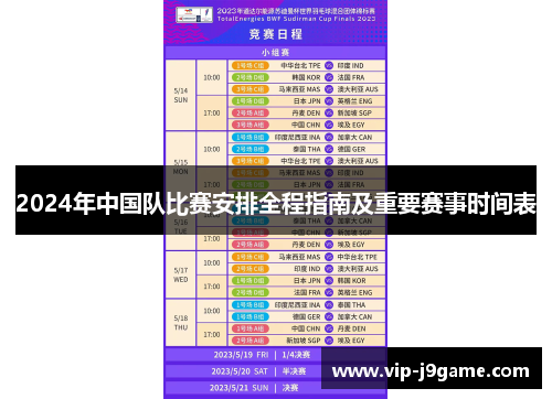 2024年中国队比赛安排全程指南及重要赛事时间表